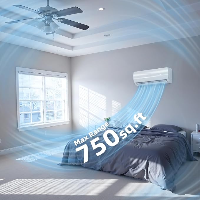 18000BTU Mini Split Air Conditioner & Heater with Inverter, 19 SEER2 230V Energy Saving AC Unit Cools Rooms up to 1250 Sq.