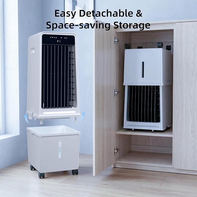 1800CFM Windowless Portable Air Conditioners, Swamp Cooler with Ambient Light, 4 Gal Detachable Tank, Evaporative Air Cooler