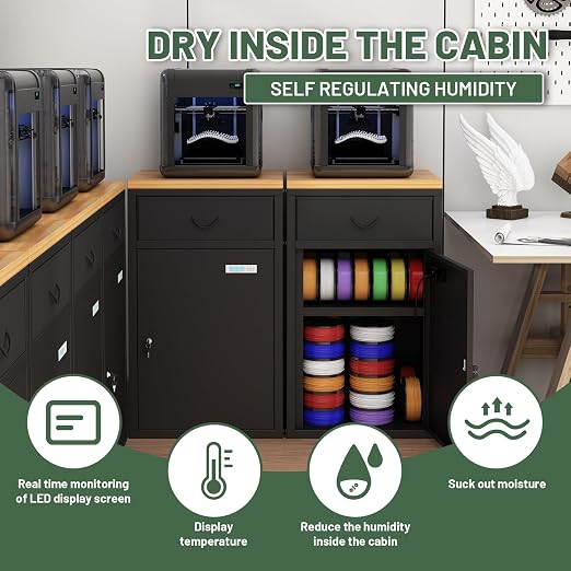 180L 3D Printer Filament Storage Cabinet with Dehumidifier(60W Drying Power, <8W avg., alternate product view 4