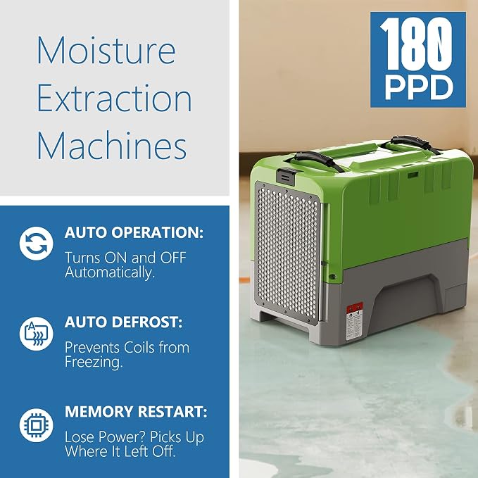 180PPD LGR Commercial Dehumidifier with Pump for Basement Warehouse & Job Sites, alternate product view 2