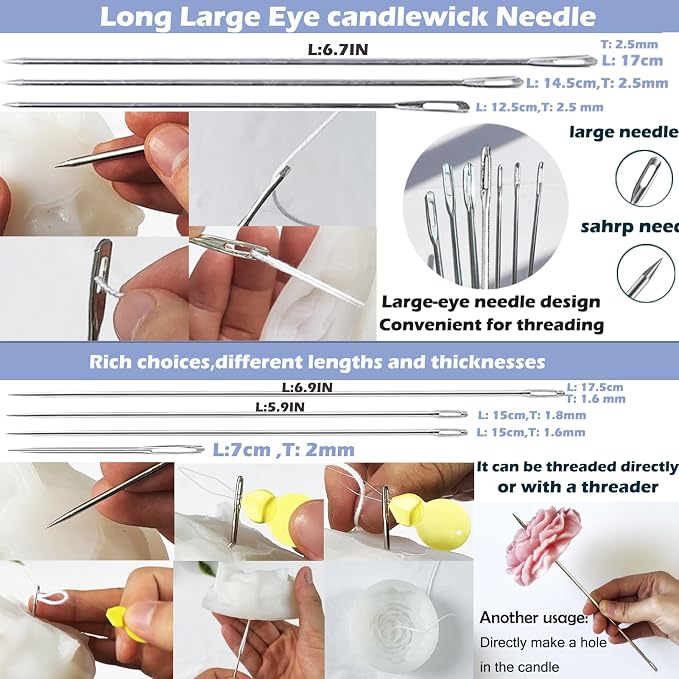 18PCS Candle Punch Tool Professional Candle Wick Needle for Silicone Molds and Candles,Hook Punch Needle Wick for