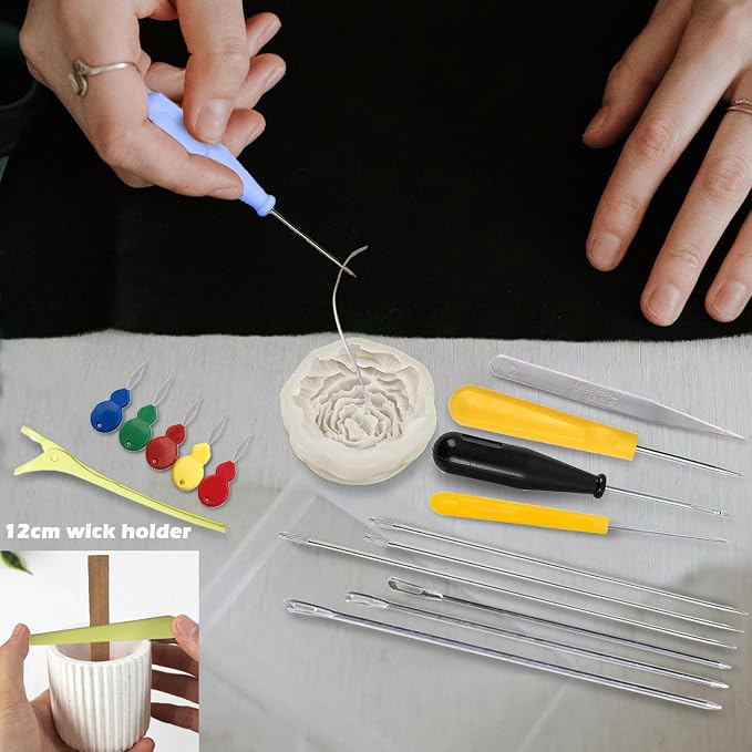 18PCS Candle Punch Tool Professional Candle Wick Needle for Silicone Molds and Candles,Hook Punch Needle Wick for