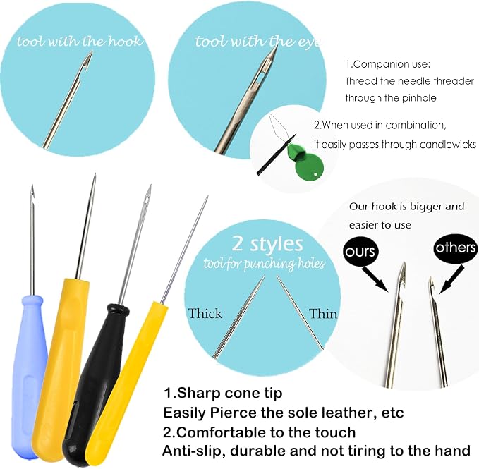 18PCS Candle Punch Tool Professional Candle Wick Needle for Silicone Molds and Candles,Hook Punch Needle Wick for
