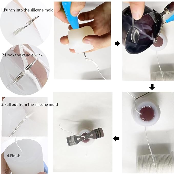 18PCS Candle Punch Tool Professional Candle Wick Needle for Silicone Molds and Candles,Hook Punch Needle Wick for