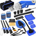 18PCS Car Cleaning Kit, Car Interior Detailing Kit with Blue High Power Handheld Vacuum, Detailing Brush Set, Windshield