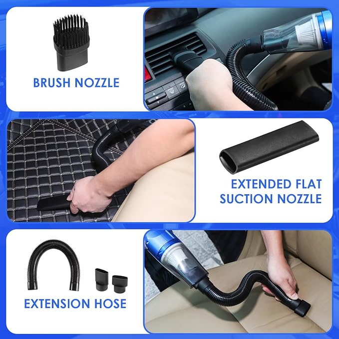18PCS Car Cleaning Kit, Car Interior Detailing Kit with Blue High Power Handheld Vacuum, Detailing Brush Set, Windshield