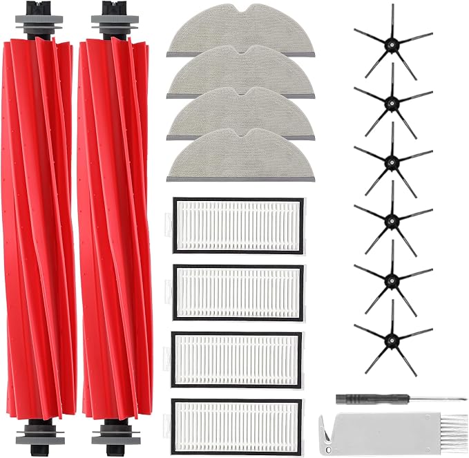 18Pcs Q7 Accessories Kit Replacement Compatible with Q7 / Q7+ / Q7 Max / Q7 Max+ Robot Vacuum, 2 Main Brush, 4 Mop