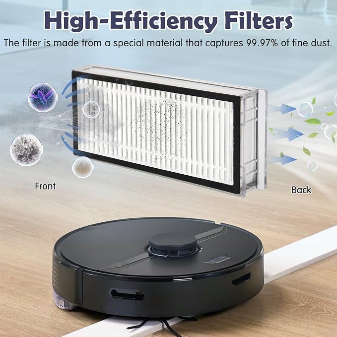 18Pcs Q7 Accessories Kit Replacement Compatible with Q7 / Q7+ / Q7 Max / Q7 Max+ Robot Vacuum, 2 Main Brush, 4 Mop