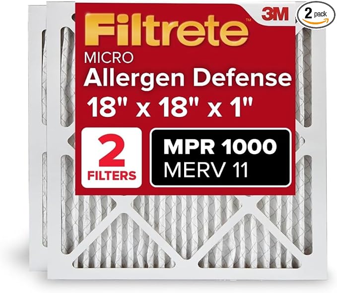 18x18x1 AC Furnace Air Filter, MERV 11, MPR 1000, Micro Allergen Defense, product image