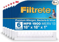 18x18x1 AC Furnace Air Filter, MERV 13, MPR 1900, Premium Allergen, Bacteria & Virus Filter, 3-Month Pleated 1-Inch