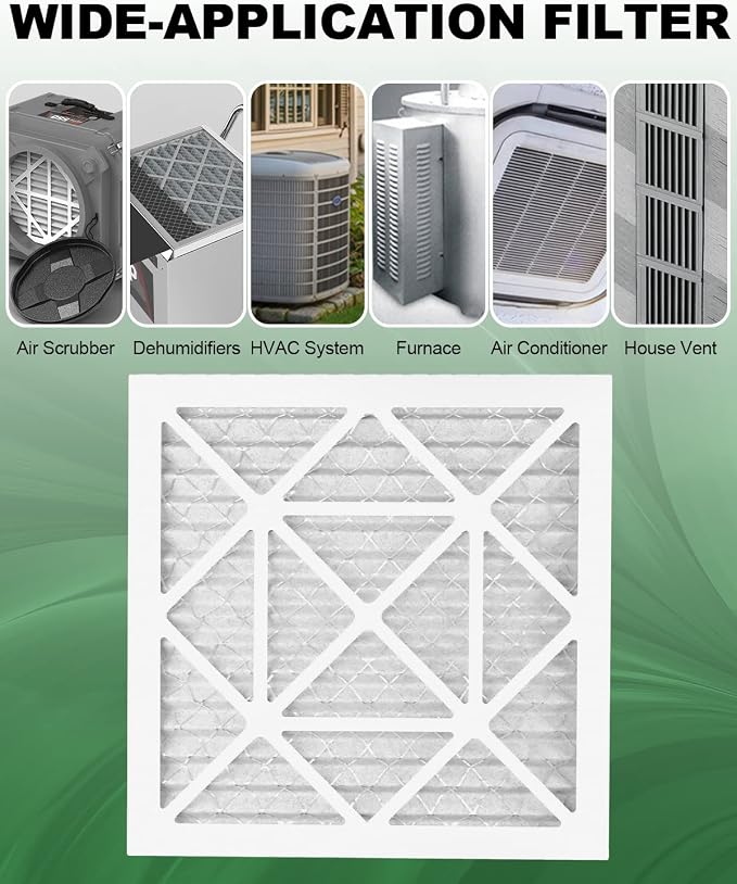 18x18x1 Air Filter 6 Pack, Durable MERV 8 Pleated Home HVAC AC Furnace Filters, Lightweight Compact Air Conditioner Filter