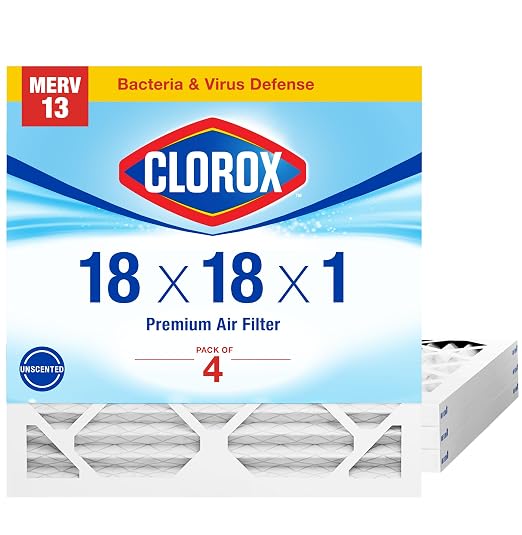 18x18x1 Air Filter, MERV 13 Pleated HVAC AC Furnace Air Filters for Allergies, Pet Dander, Smoke and more, MPR 1500 & FPR 10