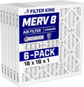 18x18x1 Air Filter (MERV 8) (6-Pack) Dust & Allergy Control AC Furnace Filters, MADE IN USA, HVAC, Pleated, Electrostatic