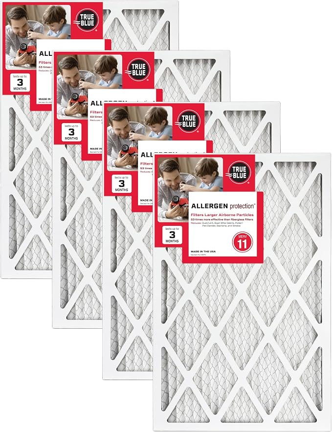 18x18x1 MERV 11 Allergen Air Filter (4-Pack) | Electrostatic Pleated HVAC Furnace Air Filter | Replacement Filter for Home