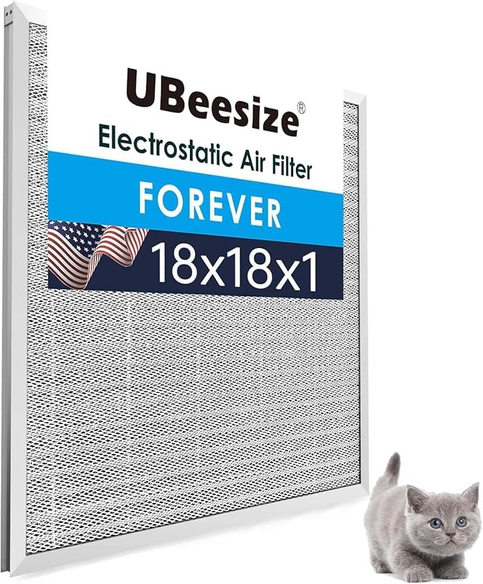 18x18x1 Reusable Electrostatic Air Filter HVAC AC Furnace Filter,MERV 8, Washable, Lasts a Lifetime,Permanent Air