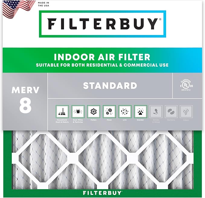 18x18x2 Air Filter MERV 8 Essential Dust & Allergy Defense (1-Pack), Electrostatic Pleated HVAC AC Furnace