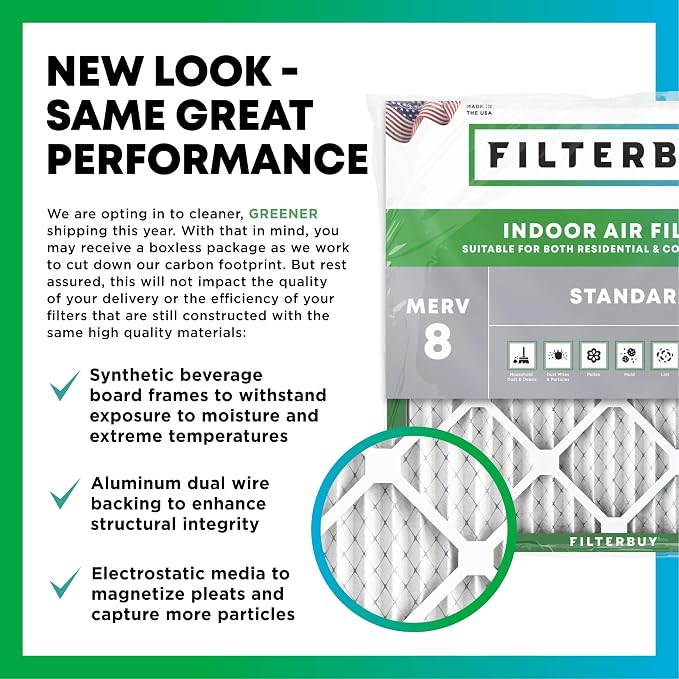 18x18x2 Air Filter MERV 8 Essential Dust & Allergy Defense (12-Pack), Electrostatic Pleated HVAC AC Furnace, alternate view 3