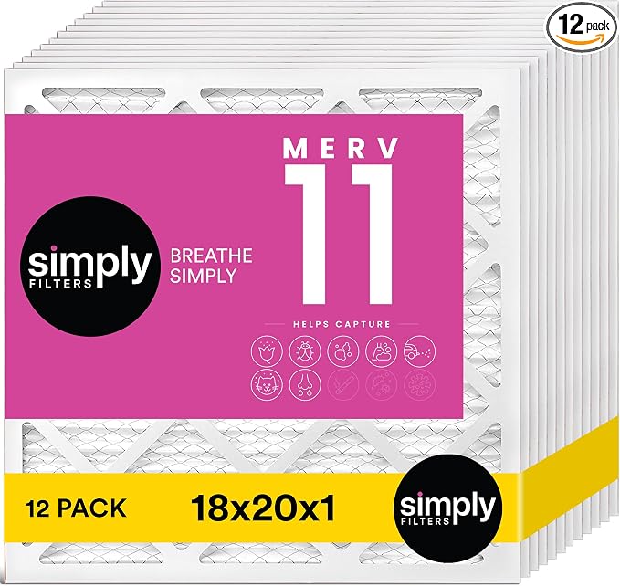 18x20x1 Air Filter, Merv 11, 12 Pack, For Home AC Furnace & HVAC (Actual Size: 17.75"x19.75"x0.75") DUST, Pet, & Allergy