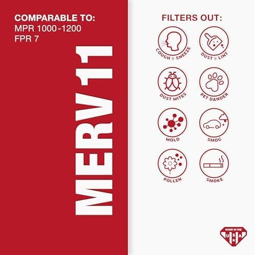 18x20x1 MERV 11 - 4 Count - Pleated HVAC, Furnace & Air Conditioner Filters - Removes Dust, Cold & Flu Germs, Lint, Mold