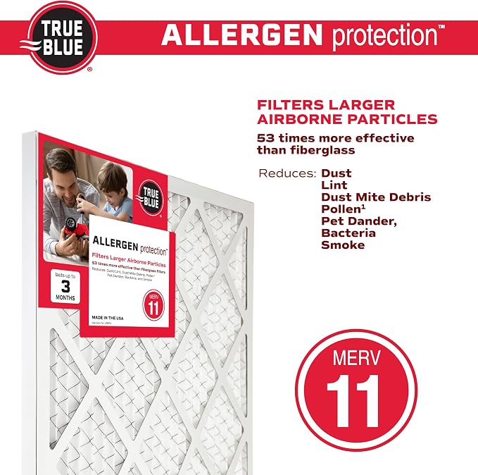 18x20x1 MERV 11 Allergen Air Filter (4-Pack) | Electrostatic Pleated HVAC Furnace Air Filter | Replacement Filter for Home