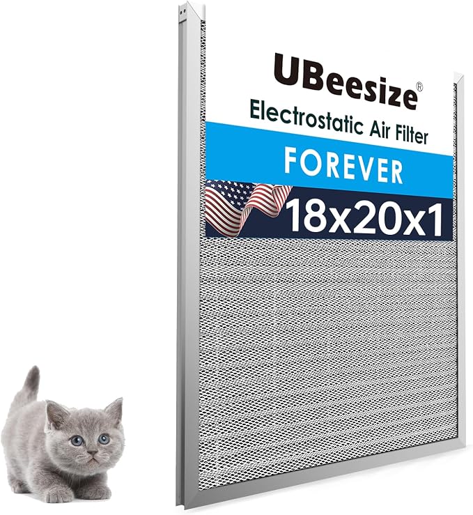 18x20x1 Reusable Electrostatic Air Filter HVAC AC Furnace Filter,MERV 8,Washable,Lasts a Lifetime,Permanent Air