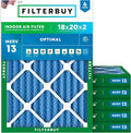 18x20x2 Air Filter MERV 13 Optimal Smoke & Allergy Defense (6-Pack), Electrostatic Pleated HVAC AC Furnace