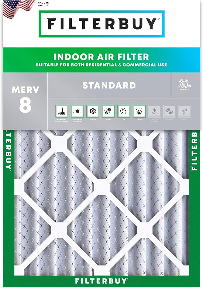 18x20x4 Air Filter MERV 8 Essential Dust & Allergy Defense (1-Pack), Electrostatic Pleated HVAC AC Furnace