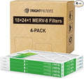 18x24x1 Air Filter 4 Pack, MERV 8 Pleated Dust Defense Air Filters Replacement for Air Conditioner & Furnace, product image