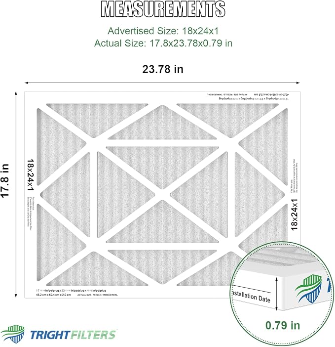 18x24x1 Air Filter 4 Pack, MERV 8 Pleated Dust Defense Air Filters Replacement for Air Conditioner & Furnace, alternate