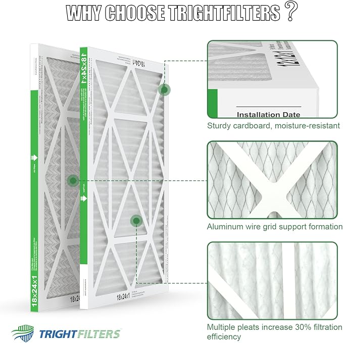 18x24x1 Air Filter 4 Pack, MERV 8 Pleated Dust Defense Air Filters Replacement for Air Conditioner & Furnace, alternate