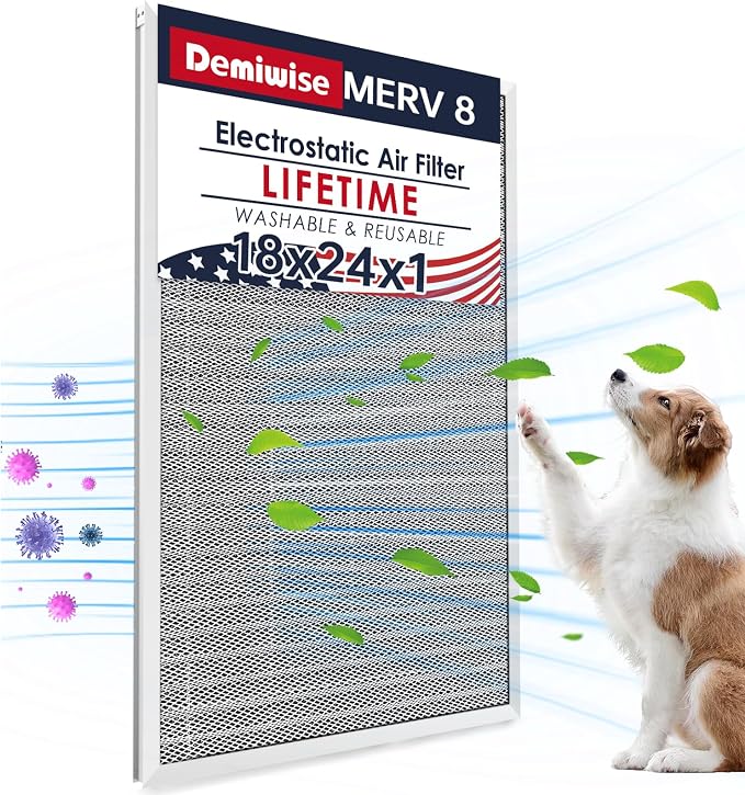 18x24x1 Air Filter, Washable & Reusable Aluminum AC/HVAC Furnace Electrostatic Filter, Lifetime Permanent Air Filter, product