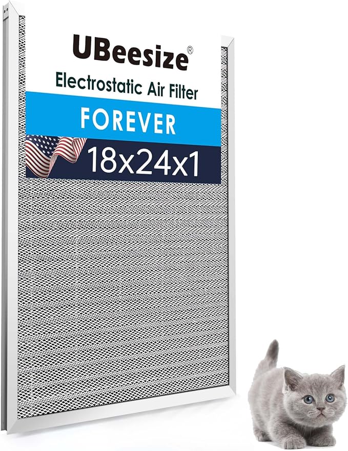 18x24x1 Reusable Electrostatic Air Filter HVAC AC Furnace Filter,MERV 8, Washable, Lasts a Lifetime,Permanent Air