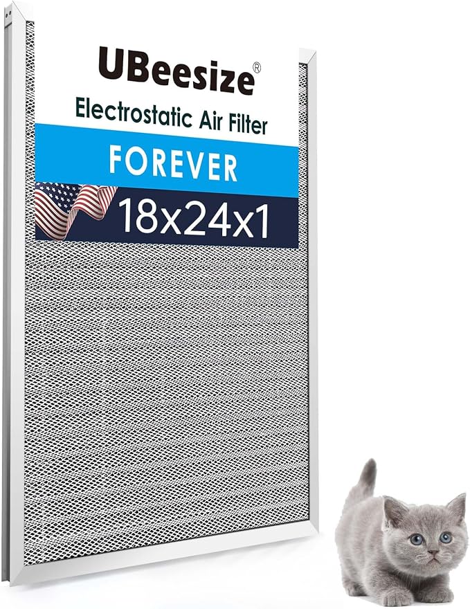 18x24x1 Reusable Electrostatic Air Filter HVAC AC Furnace Filter,MERV 8, Washable, Lasts a Lifetime,Permanent Air