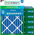 18x24x4 Air Filter MERV 13 Optimal Smoke & Allergy Defense (6-Pack), Electrostatic Pleated HVAC AC Furnace