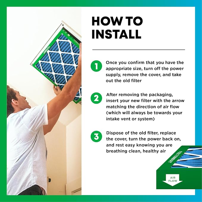 18x25x2 Air Filter MERV 13 Optimal Smoke & Allergy Defense (2-Pack), Electrostatic Pleated HVAC AC Furnace Filters