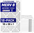 18x36x1 Air Filter (MERV 8) (12-Pack) Dust & Allergy Control AC Furnace Filters, MADE IN USA, HVAC, Pleated, product image