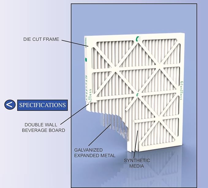 19 7/8 x 21 1/2 x 1 Carrier Replacement MERV 10 Pleated Air Filters by. Box of 6, alternate product view 3