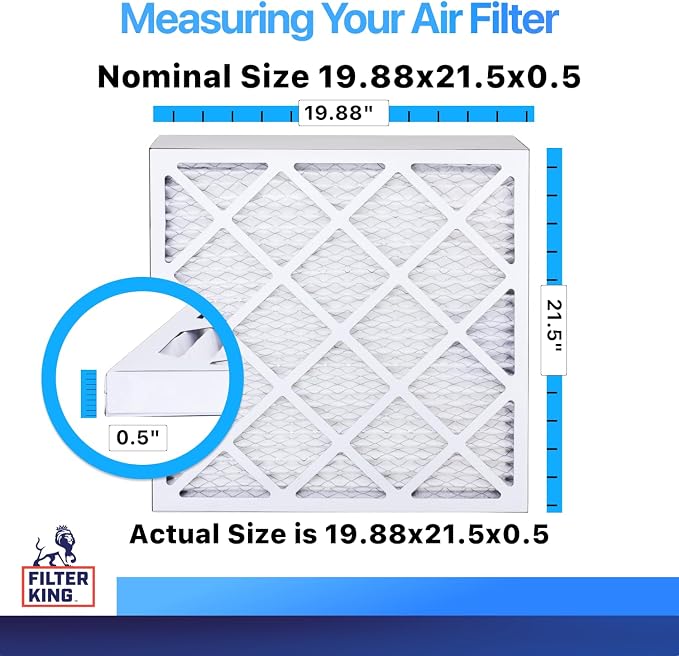 19.88x21.5x0.5 Air Filter (MERV 8) (4-Pack) Dust & Allergy Control AC Furnace Filters, MADE IN USA, HVAC, Pleated