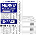 19.88x21.5x1 Air Filter (MERV 8) (12-Pack) Dust & Allergy Control AC Furnace Filters, MADE IN USA, HVAC, Pleated, product