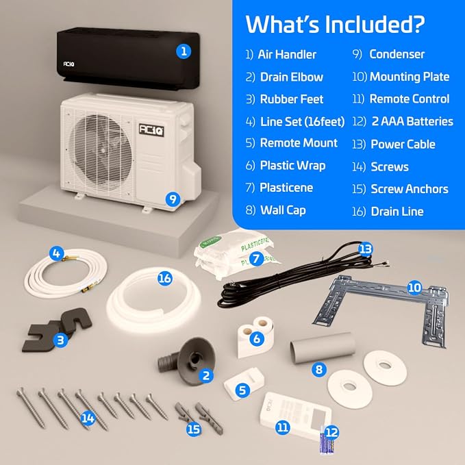 19 SEER2 Essentials 9000 BTU Comfortable Inverter Mini Split AC/Heating System, 0.75 Ton Black Wall Mount Ductless Heat Pump