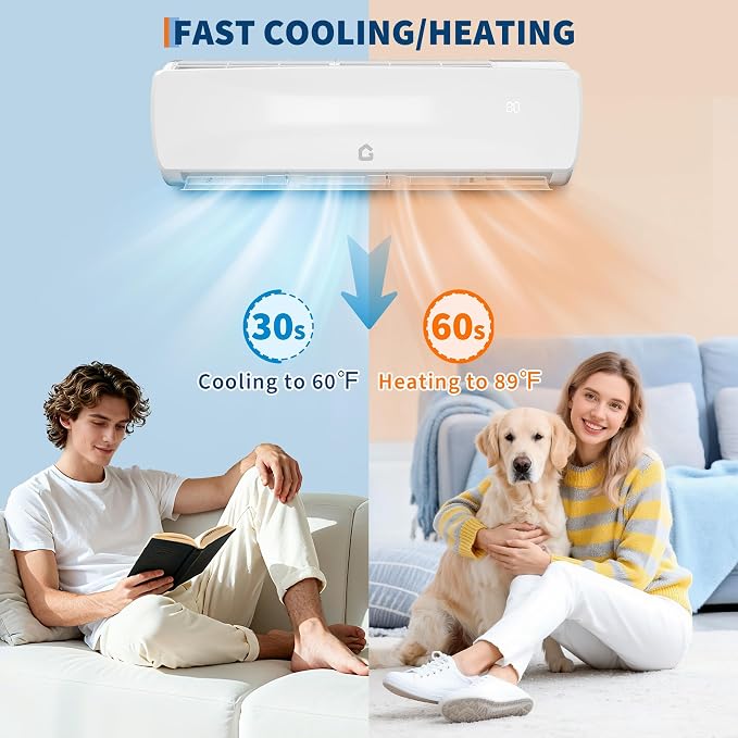 19 SEER2 Ultra-Quiet Mini Split AC | 9000 BTU 3-in-1 Cooling/Heating/Dehumidifier | 230V Inverter Heat Pump | 42dB, alternate