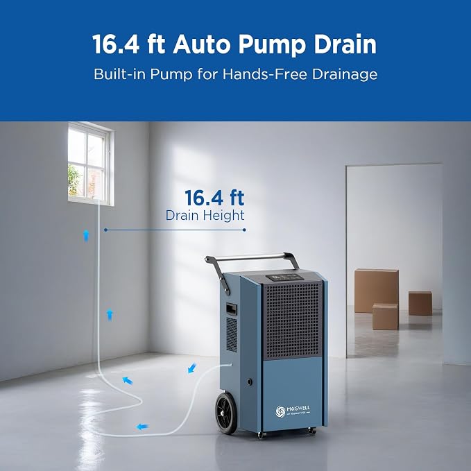 190 Pints Commercial Dehumidifier with Pump Portable Industrial Heavy Duty Moisture Removal Dehumidifiers for Basements with