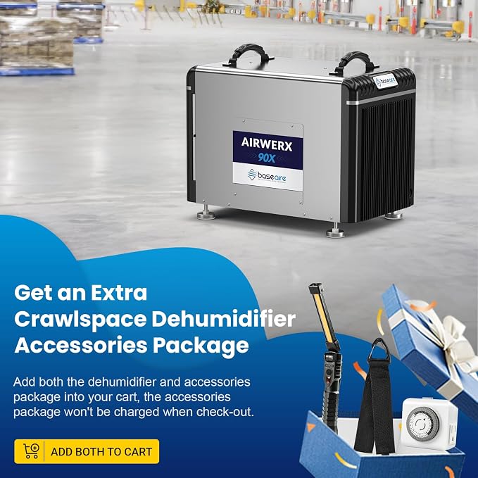 198 Pints Dehumidifier with Pump for Crawl Space, Basement, Portable AirWerx90X Commercial Dehumidifier for Whole Home