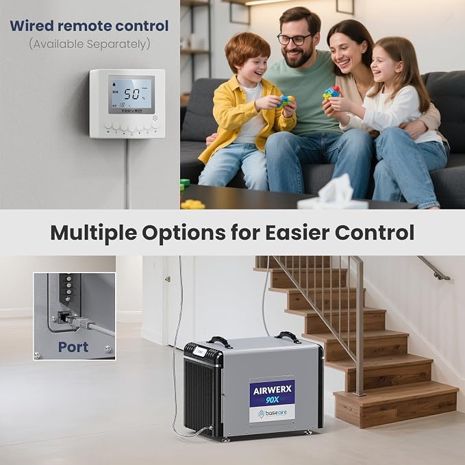 198 Pints Dehumidifier with Pump for Crawl Space, Basement, Portable AirWerx90X Commercial Dehumidifier for Whole Home