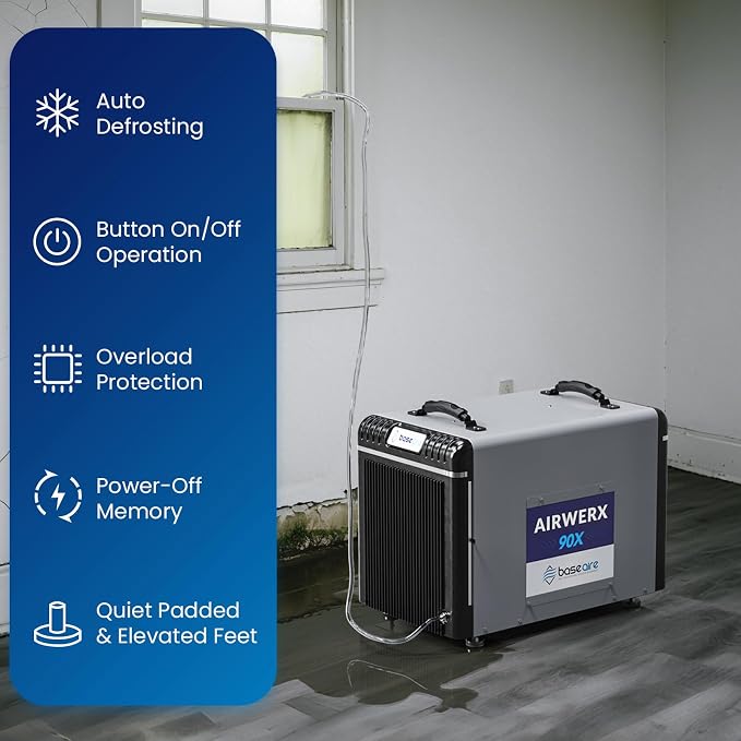 198 Pints Dehumidifier with Pump for Crawl Space, Basement, Portable AirWerx90X Commercial Dehumidifier for Whole Home