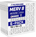 19x19x2 Air Filter (MERV 8) (6-Pack) Dust & Allergy Control AC Furnace Filters, MADE IN USA, HVAC, Pleated, Electrostatic