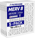 19x21x1 Air Filter (MERV 8) (5-Pack) Dust & Allergy Control AC Furnace Filters, MADE IN USA, HVAC, Pleated