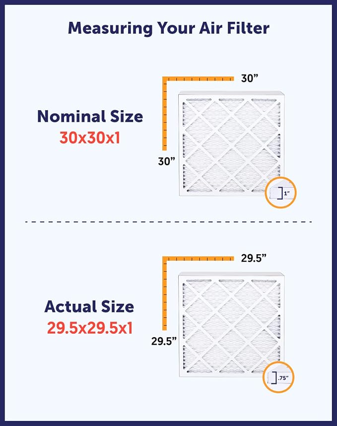 19x21x1 Air Filter (MERV 8) (6-Pack) Dust & Allergy Control AC Furnace Filters, MADE IN USA, HVAC, Pleated, Electrostatic