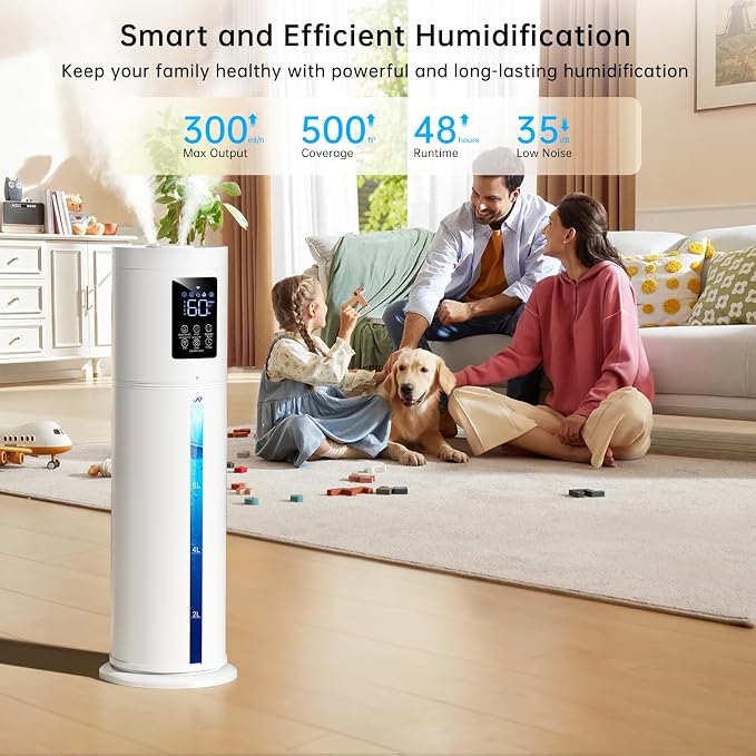 2.1Gal/8L Smart Humidifier Large Room, Top Fill Humidifiers for Bedroom with Diffuser, 7 Color Lights,16H Timer, Auto Mode