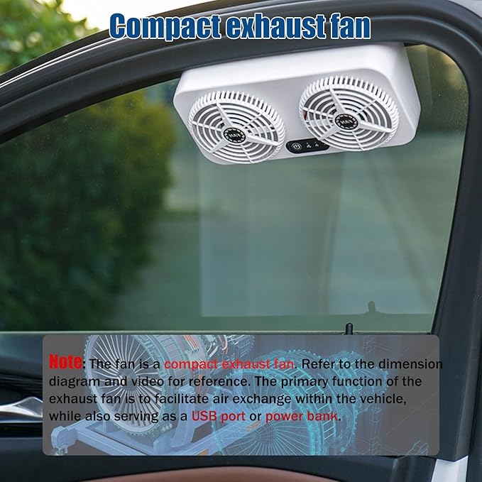 2.4v 5w Usb Charging Air Vent Exhaust Small Window Fan, 3 Levels Adjustable Window Fans with Exhaust Intake Install to Door